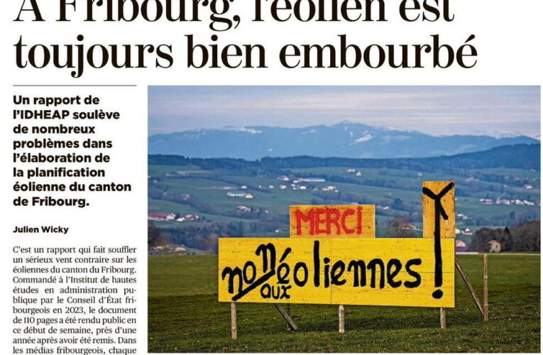 A Fribourg, l&rsquo;éolien est toujours embourbé